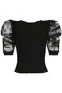 Floral Mesh Sleeve Ribbed Jumper