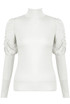 Pleated Trim Sleeve High Neck Jumper