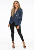 Denim Golden Buttons Double Breast Blazer