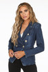 Denim Golden Buttons Double Breast Blazer