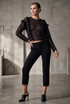 Pleated Tier Trim Back Button Up Tops