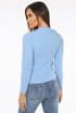 Golden Button Trim High Neck Ribbed Jumper