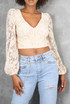 Floral Embroidery Front Button Up Lace Tops