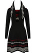 Black Fine Knit Floral Print Bodycon Dress