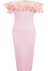 Frilled Off Shoulder Back Slit Bodycon Dress