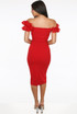 Frilled Off Shoulder Back Slit Bodycon Dress