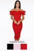 Frilled Off Shoulder Back Slit Bodycon Dress