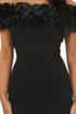 Frilled Off Shoulder Back Slit Bodycon Dress
