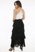 Tier Hem Elasticated Waist Maxi Skirt