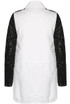 White with Black Sequin Sleeve Military Jacket
