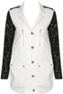 White with Black Sequin Sleeve Military Jacket