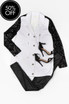 White with Black Sequin Sleeve Military Jacket