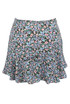 Contrast Flower Print Side Zip Up Mini Skirt