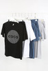Studded 'COCO' Slogan Trim Top & Shorts Set