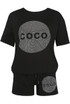 Studded 'COCO' Slogan Trim Top & Shorts Set