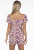 Knotted Floral Print Ruched Mini Dress