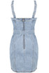 Blue Denim Pocketed Back Zip Up Shift Dress