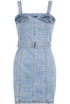 Blue Denim Pocketed Back Zip Up Shift Dress