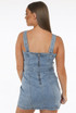 Blue Denim Pocketed Back Zip Up Shift Dress