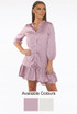 Front Button Up Shift Dress With Gatherings