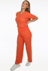 V Neck Ribbed Top & Trouser Set