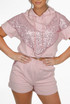 Hooded Sequin Trim Jumper & Sequin Panel Shorts Set 
