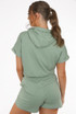 Hooded Sequin Trim Jumper & Sequin Panel Shorts Set 