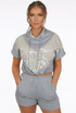 Hooded Sequin Trim Jumper & Sequin Panel Shorts Set 