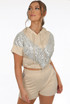 Hooded Sequin Trim Jumper & Sequin Panel Shorts Set 