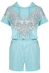 Hooded Sequin Trim Jumper & Sequin Panel Shorts Set 
