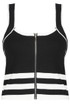 Knitted Stripe Front Zip Up Crop Tops