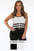 Knitted Stripe Front Zip Up Crop Tops