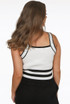Knitted Stripe Front Zip Up Crop Tops