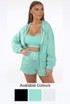 Hooded Zip Up Jumper With Cami & Shorts 3 Piece Set