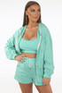 Hooded Zip Up Jumper With Cami & Shorts 3 Piece Set
