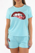 Lips Trim Round Neck Tees  &  Shorts Set