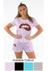 Lips Trim Round Neck Tees  &  Shorts Set