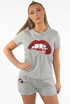 Lips Trim Round Neck Tees  &  Shorts Set