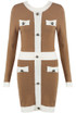 Button Trim Knitted Bodycon Dress