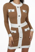 Button Trim Knitted Bodycon Dress