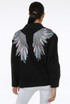 Feathered Wing Trim Denim Jacket