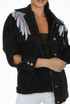 Feathered Wing Trim Denim Jacket