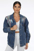 Feathered Wing Trim Denim Jacket