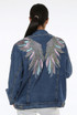 Feathered Wing Trim Denim Jacket