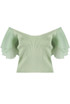 Frill Layer Ribbed Top Off The Shoulder