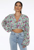 Floral Print Button Trim Wrap Tops