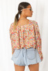 Floral Print Button Trim Wrap Tops