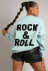 'ROCK & ROLL' Slogan Round Neck Jumper - 5 Colours