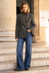 Check Pattern Knitted Double Breast Blazers