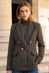 Check Pattern Knitted Double Breast Blazers